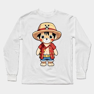 Cute straw hat bear kawaii Long Sleeve T-Shirt